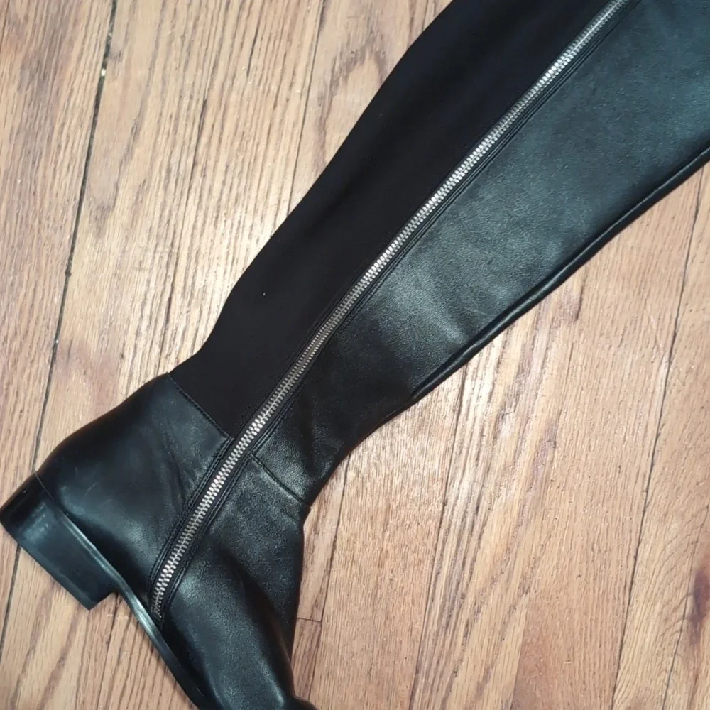 Michael Kors Bromley Over The Knee Riding Boots Black Women's 7.5M Leather Zip
